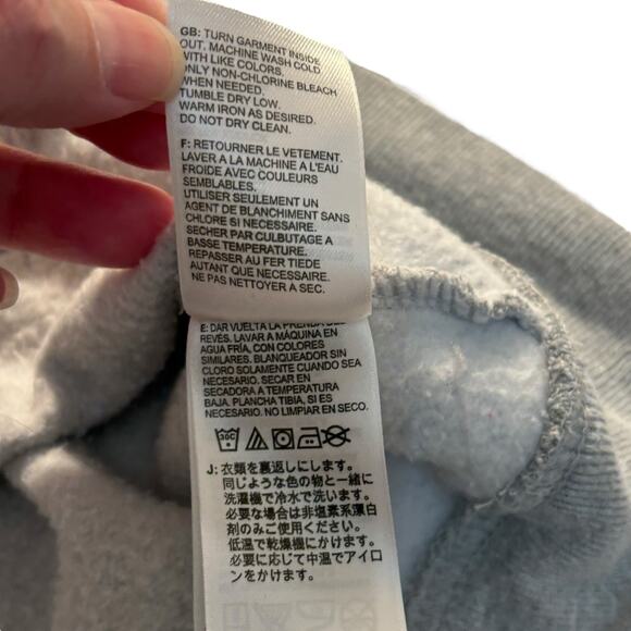 The North Face Womens Hoodie Gray Pink Logo Long Sleeve Pullover Sweatshirt Sz L - Picture 7 of 12